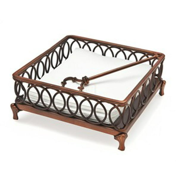 Hanover Copper Footed Flat Dinner Napkin Holder Box Tray