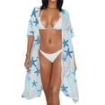 thumbnail image 2 of Xoenoiee Blue Starfish Pattern Kimonos for Women Swimsuit Coverups Beach Cover Up Summer Swimwear Cardigan Beachwear for Beach Vacation Travel, 2 of 7