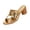 Gold, variant on Party Casual Shoes, Women Dressy Summer Sandals, Croc Print Footwear, Party Casual Shoes, Women's Crocodile Embossed Cross Strap Heeled Mules, Open Toe Block Heel Slides, Silver 5.5