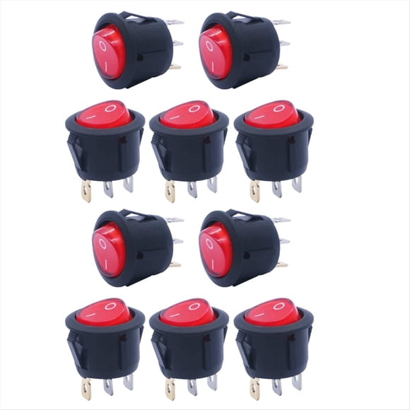 10 Pcs 3 Pieds 2 Stands avec Lumière KCD1-105 Interrupteur d'Alimentation Type Bateau Onde Circulaire pour Diverses Applications