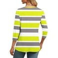 thumbnail image 4 of CLOISE 3/4 Length Sleeve Womens Tops V Neck Shirt Striped Pullover Casual Fall Winter Clothes Yellow M, 4 of 8