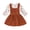 Brown Flower, variant on Toddler Baby Girl Fall Dress Outfit Long Sleeve Top Strap Dress Overall with Pocket Clothes Set for 2-3T