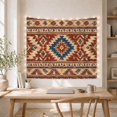 thumbnail image 5 of Southwestern Blue Stepped Medallion with Rust Panels, Nostalgic Rustic Style for Western Decor Fans, Geometric Wall Art, Housewarming Gift, Tapestry Wall Hanging for Cabin and Dorm, 5 of 7