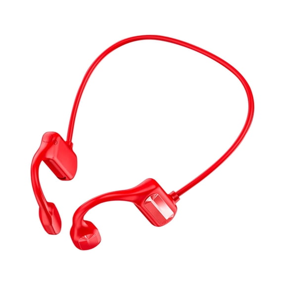 Open Ear Bone Conduction Headphones Bluetooth 6.0 Sports Earbuds with Mic, IPX7 Waterproof Sweatproof Headset for Running, Cycling, Lightweight Stereo Sound with Fast Charging (Red)