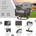 thumbnail image 6 of MELLCOM 3 Pieces Patio Furniture Set, Outdoor Swivel Rocker Patio Chairs, Wicker Patio Bistro Set with Rocking Chair, Thickened Cushions and Glass Coffee Table for Backyard, Garden, Grey, 6 of 6