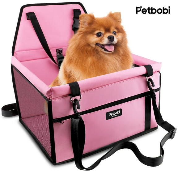 Petbobi Dog Car Booster Seat for Cat Holiday Gift Pet Bag Portable and Breathable with Seat Belt with Clip on Leash and Storage Pocket, Pink
