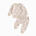 thumbnail image 4 of TOWED22 Toddler Kids Girls Outfits 2 Piece Long Sleeve Soft Sweatshirt and High Waist Joggers Pants Set Cute Print Clothes(Beige,0-6 M), 4 of 4