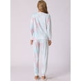 thumbnail image 3 of DARING DIVA Women's Tie Dye Long Sleeve Front Pocket Pajamas Set S White, 3 of 7