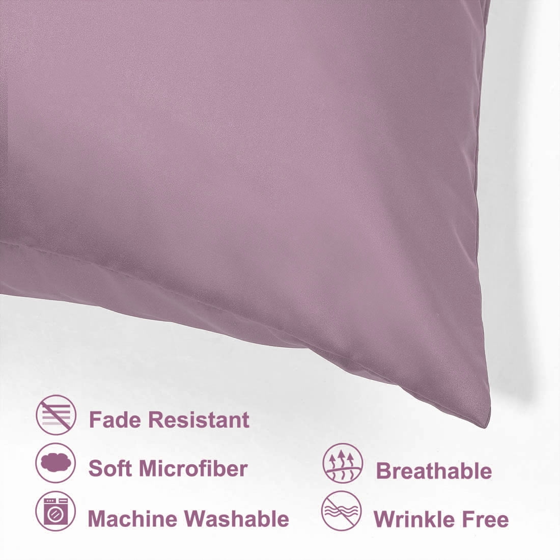 Unique Bargains 2 Pack Silky Satin Pillow Cover Cases Mauve 21" x 31"