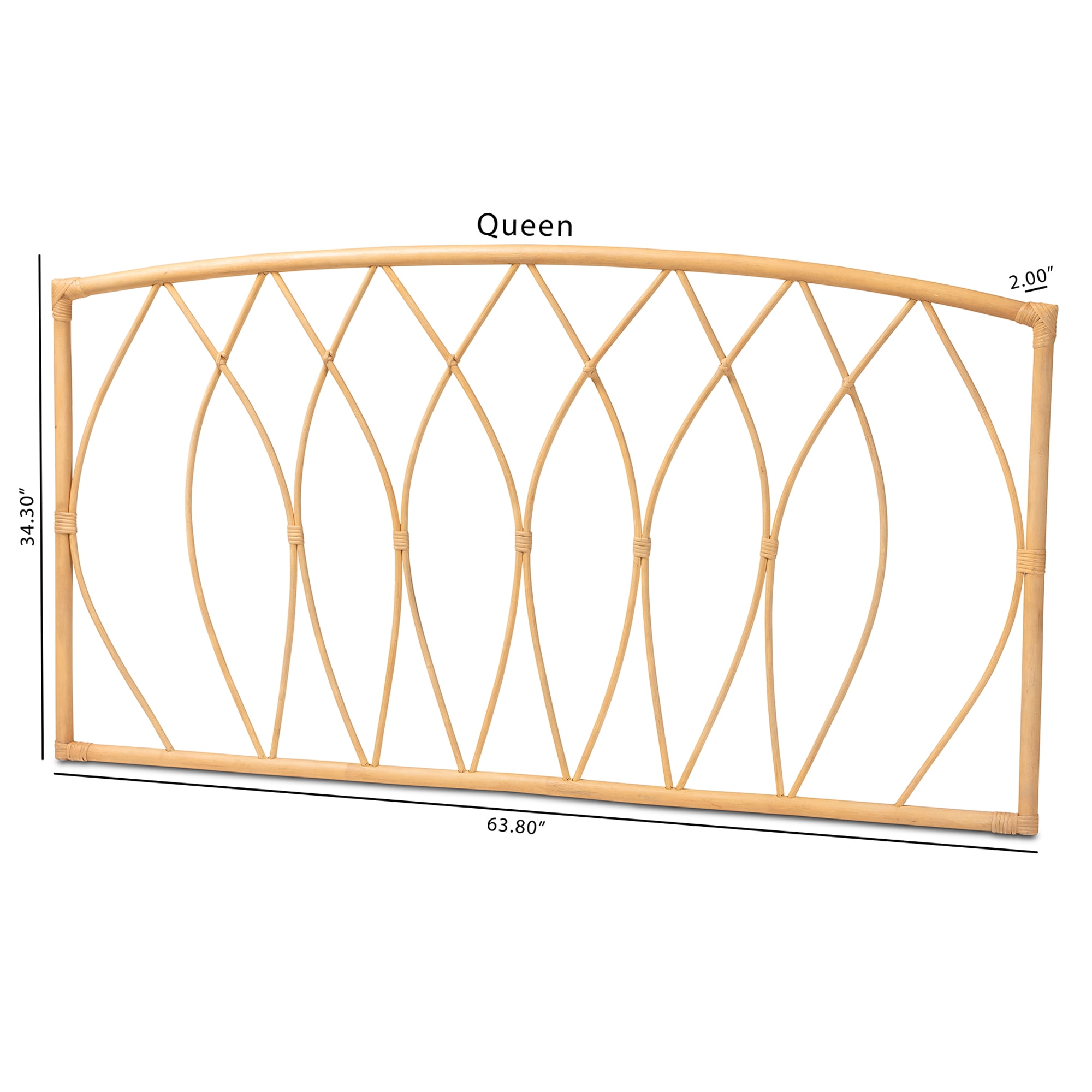 Baxton Studio Halia Modern Bohemian Natural Brown Rattan Queen Size Wall-mount Headboard