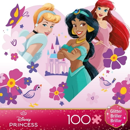 Ceaco 100 Piece Princesses Glitter Interlocking Jigsaw Puzzle