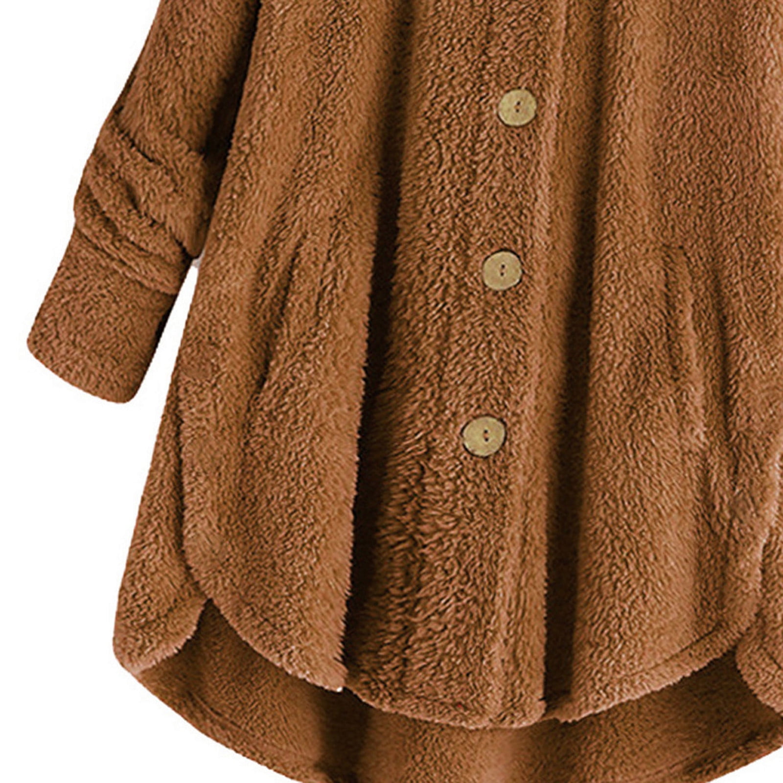 Meichang Winter Jacket for Women Plus Size Fuzzy Fleece Jackets Hooded Long Sleeve Button Up Coat Casual Loose Soft Sherpa Hoodie Jackets Plush Outerwear with Pockets