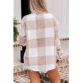 thumbnail image 4 of HSHDLDF Womens Casual Plaid Shacket Button Down Long Sleeve Shirt, 4 of 5