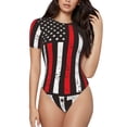 thumbnail image 1 of Fotbe USA Flag Cross Body de Mujer con Cuello Redondo y Mangas Cortas, Sin Mangas Ajustado, Suave, Cómodo y Básico-Large, 1 of 6