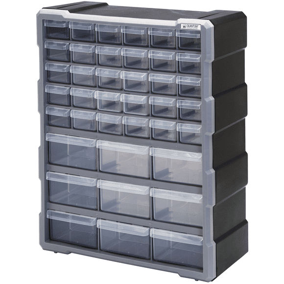 Akro-Mils 44 Tiroir 10144, Pièces en Plastique Rangement Matériel et Artisanat, (20 Pouces L x 6 Pouces P x 16 Pouces H), Noir (Lot de 1)
