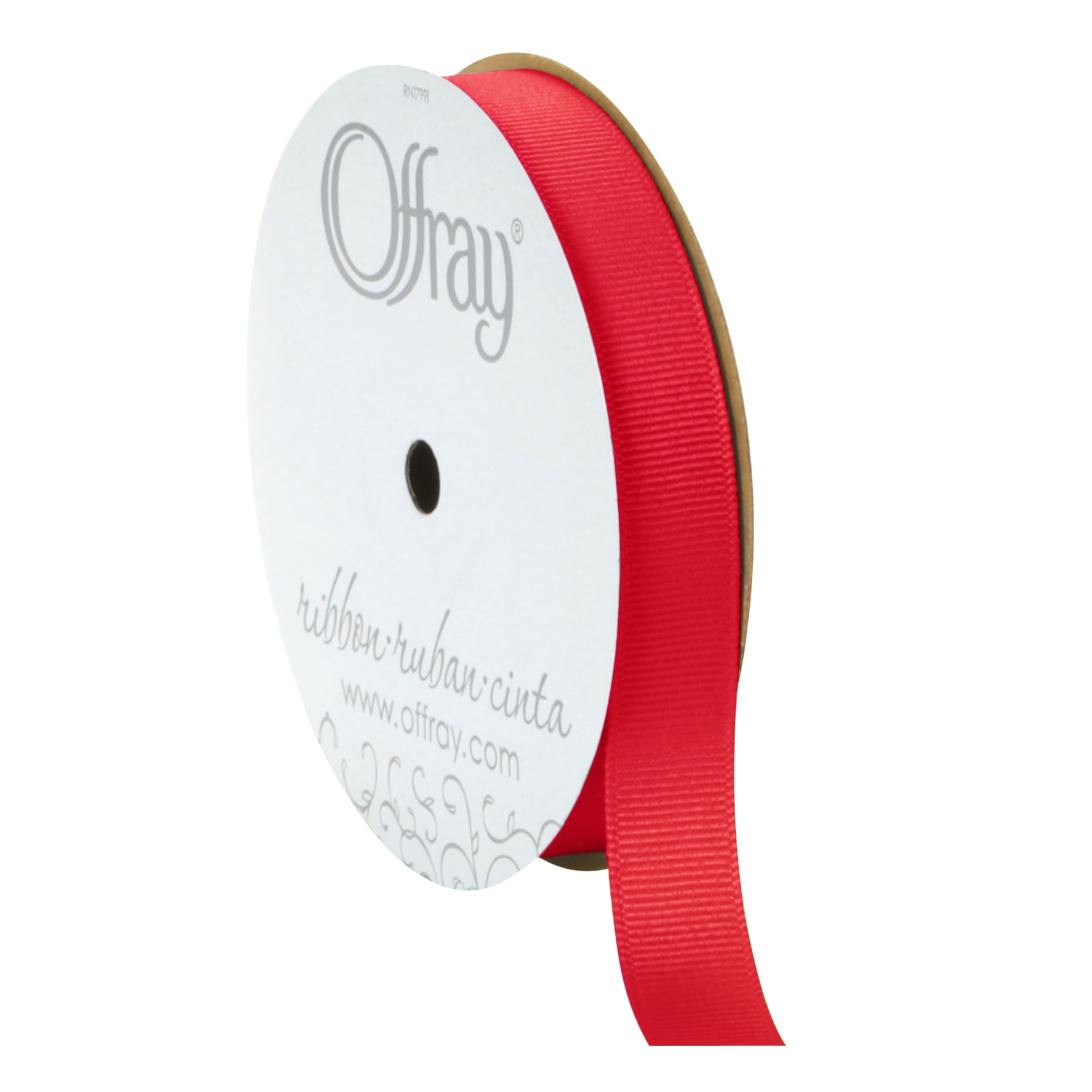 Offray Ribbon, Red 5/8 inch Grosgrain Polyester Ribbon, 18 feet