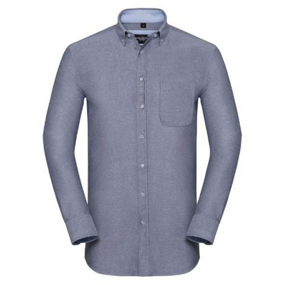 Russell Collection Mens Long Sleeve Tailored Oxford shirt