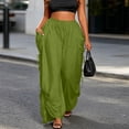 thumbnail image 4 of cocolona Womens Street Casual Plus Size Palazzo Pants Elastic Waist Drawstring Wide Leg Travel Lounge Pants with Pockets, 4 of 5
