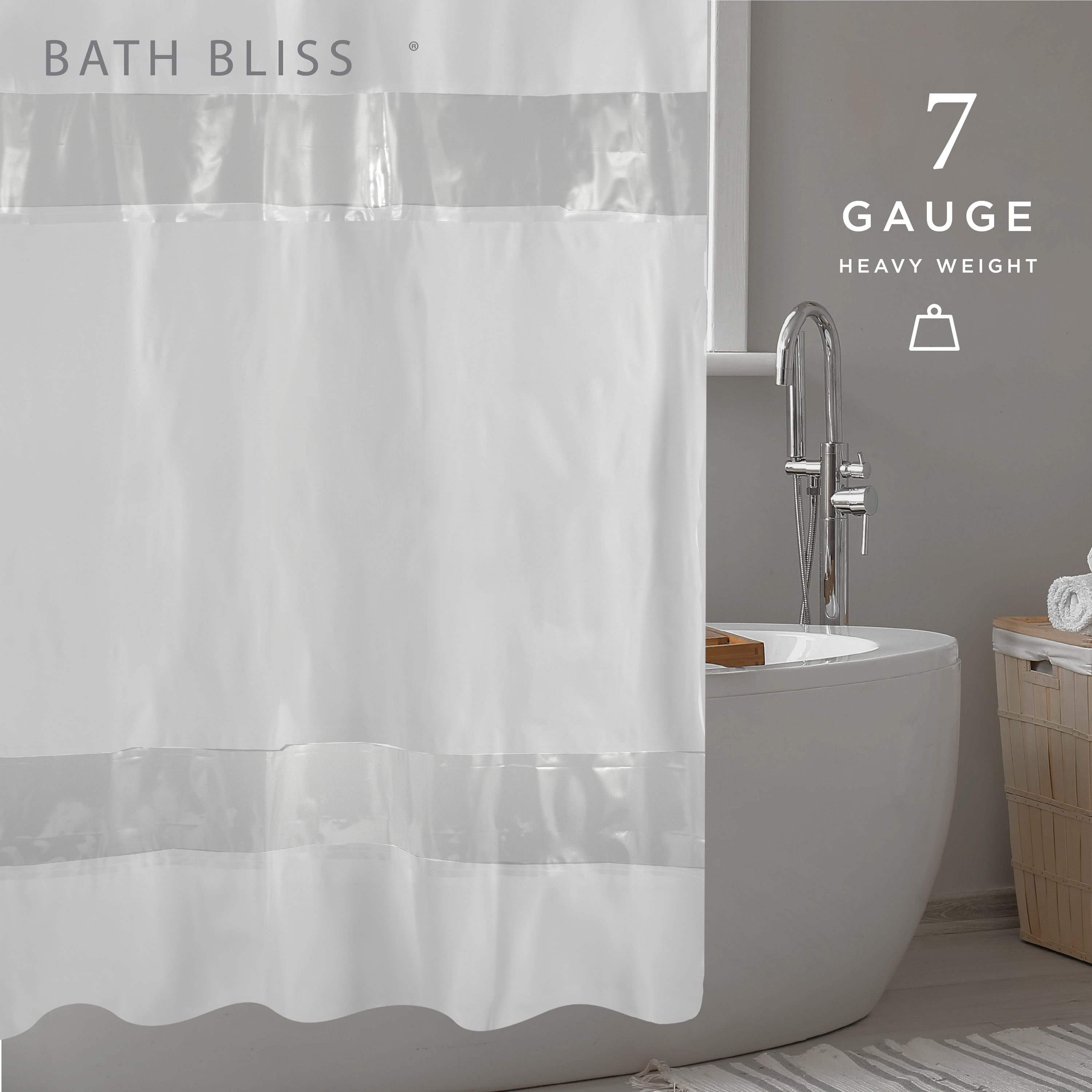 Bath Bliss Peek A Boo Hotel Weight Shower Curtain Liner in Frost