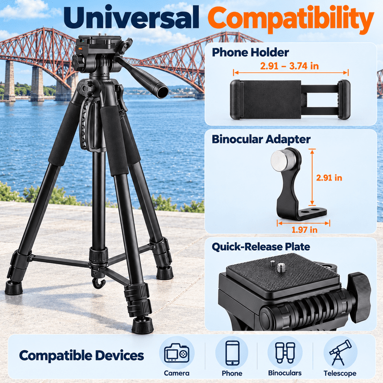 BEBANG 67" Camera Tripod Aluminum Portable Stand photo 8