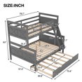 thumbnail image 6 of Bunk Beds Twin Over Full Size, Twin Over Full Bunk Bed with 3 Steps and 11" Full Length Security Guardrail, Built-in Trundel, Bunk Bed Twin Over Full for Teens & Adults, Grey, 6 of 9