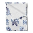 thumbnail image 2 of Japanese Soft Flannel Fleece Throw Blanket, Underwater Creature as Love Couples on Waves Japanese Unique Repeated Print, Cozy Plush for Indoor and Outdoor Use, 50" x 70", Dark Blue, by Ambesonne, 2 of 5