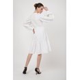 thumbnail image 3 of Miss Lavish London Women's Casual Dresses Tonal Embroidery, Lace Inserts And Centre Front Button Opening With Peasant Sleeves Tiered Dresses for Women - Off White, S, 3 of 6