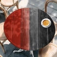 thumbnail image 2 of Red Black Ombre Round Tablecloth, Fitted Table Cover with Elastic for 36"-44" Round Tables, Vintage Farmhouse Wooden Table Cloth Outdoor Indoor Dinning Party Waterproof Tablecloths, 2 of 7