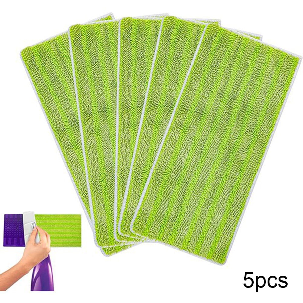 Yannee 5 Pcs Reusable Washable Mop Pads,Cleaning Mop Pads Work Wet and Dry for Swiffer Wet Jet, Green