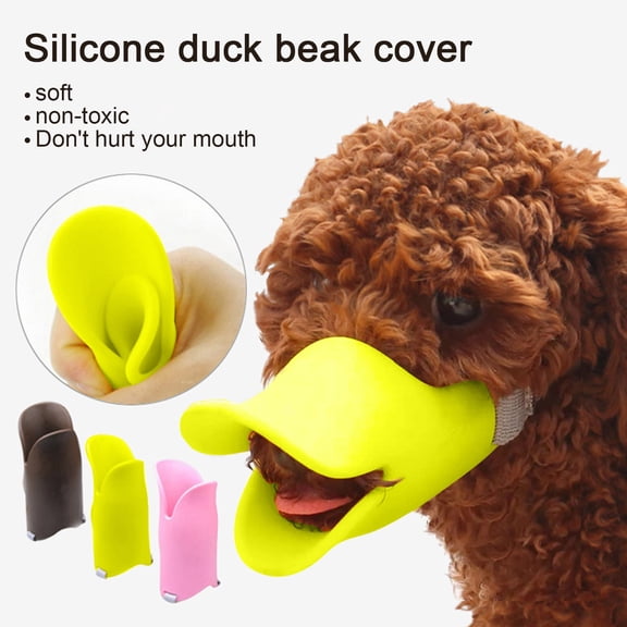 Dog Muzzle, Anti Bite Silicone Duck-Bill Duck Mouth Shape Dog Mouth Covers with Adjustable Strap, Stop Barking Chewing, Anti-Called Muzzle for Small Medium Dogs(Yellow,M)