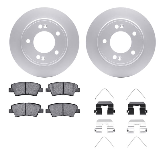 Dynamic Friction Company Rear Geospec Brake Rotors with 5000 Advanced Brake Pads includes Hardware 4512-21074