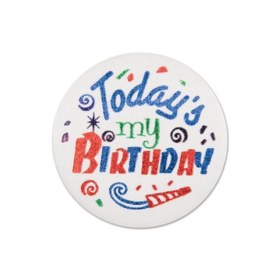 Beistle Today's My Birthday Satin Button Party Favors - 2"- White - Set of 6