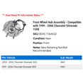 thumbnail image 2 of Front Wheel Hub Assembly - Compatible with 1999 - 2006 Chevy Silverado 1500 2000 2001 2002 2003 2004 2005, 2 of 2