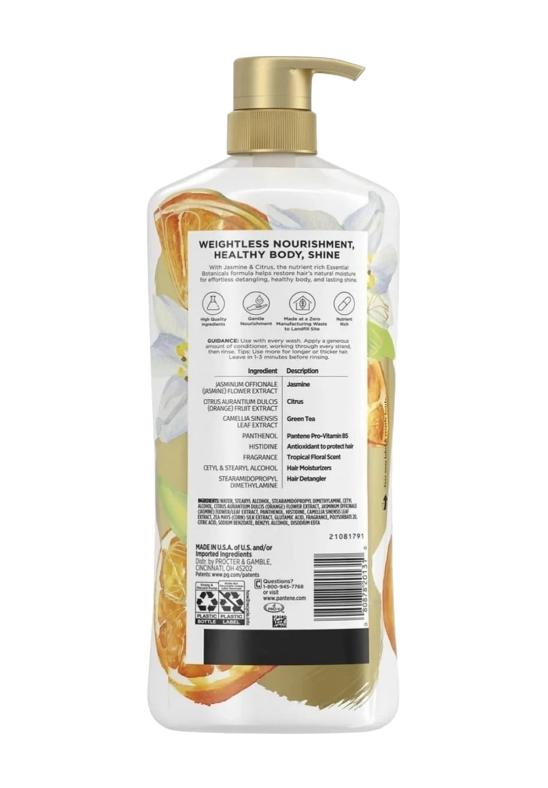 Pantene Essential Botanicals Jasmine and Citrus Volumizing Shampoo