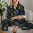 thumbnail image 5 of KLL Sunflowers Print Women's Long Sleeve Pajamas with Pants Sleepwear Loungewear 2 Set-Large, 5 of 7
