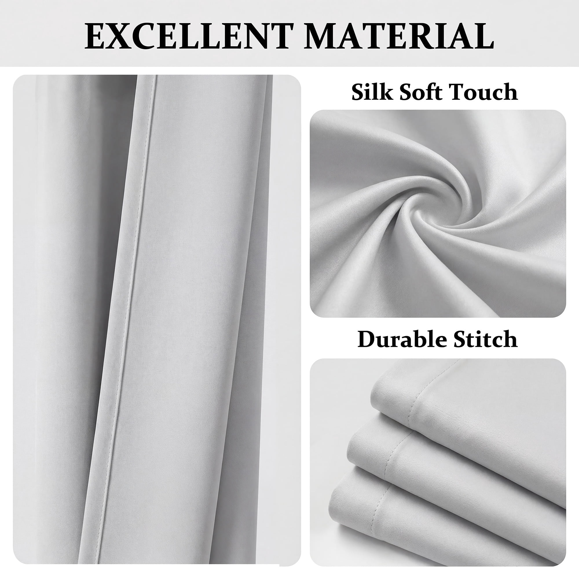 XUEYU 100% Blackout Curtains for Bedroom, Light Blocking Thermal Insulated Curtains with Noise Reduction, 42x72 Inch Room Darkening Window Drapes, Set of 2 Panels, White