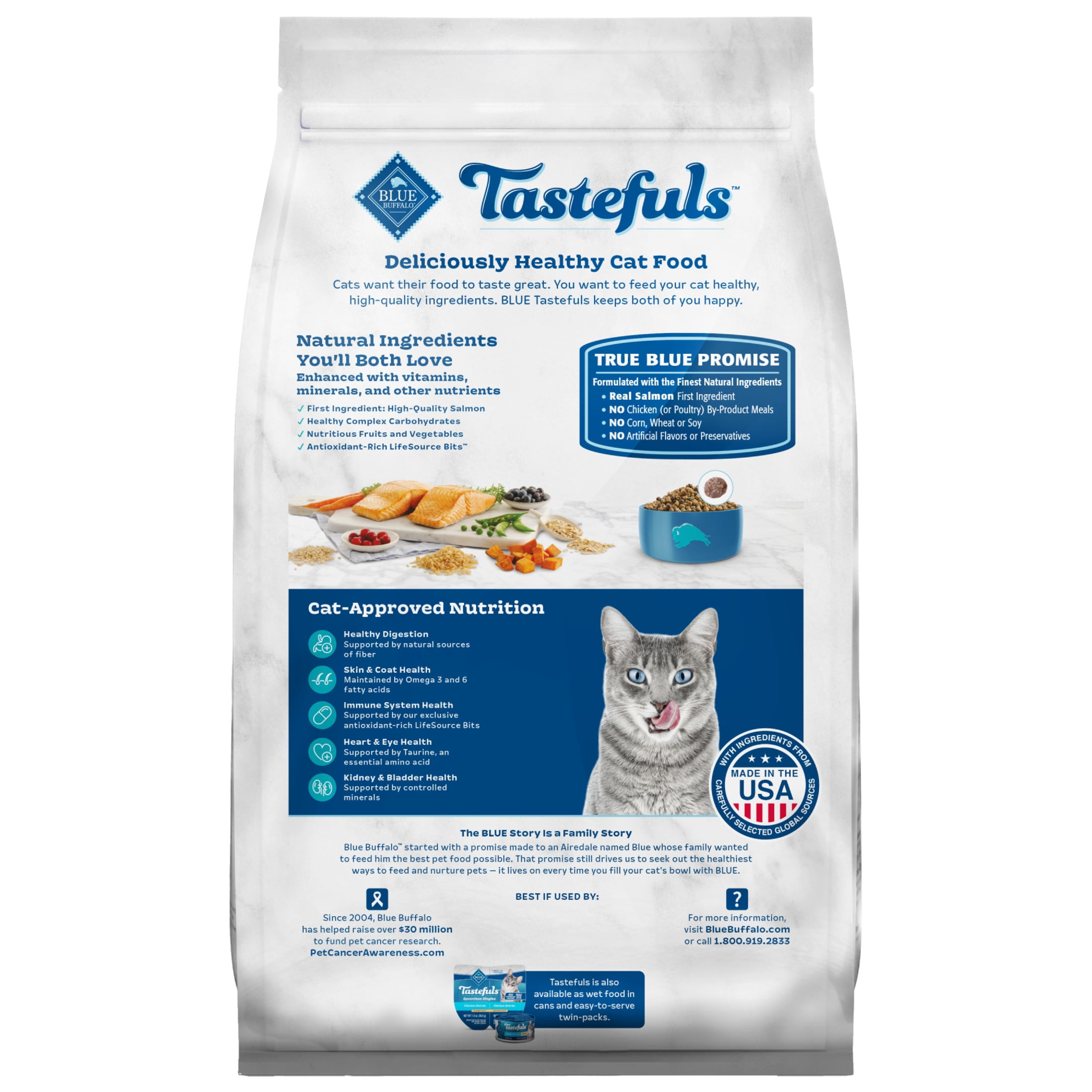 Blue Buffalo Tastefuls Adult Dry Cat Food for Indoor Cats, Salmon Recipe, 7-lb. Bag