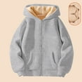 thumbnail image 2 of oqasdz Girls Jackets Boys Lined Thicken Lamb Wool Versatile Warm Outerwear Big Kids Children Hooded Pullover Top Coat Outwear Size 4 Y-5 Y, 2 of 7