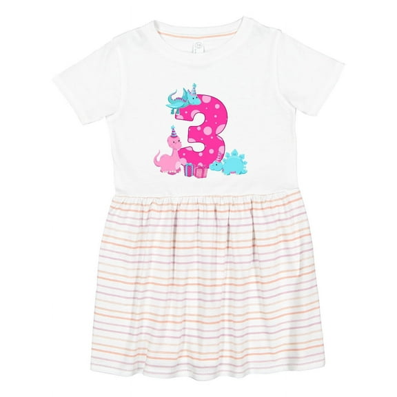 Inktastic Dinosaur Party-third Birthday Girls Toddler Dress