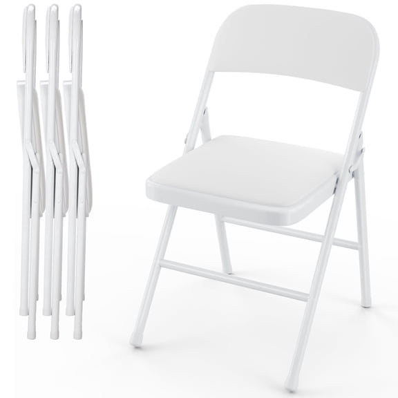 Arlopu 4 Pack Folding Chairs, Convenient Leather Padded Folding Chairs