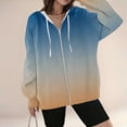 thumbnail image 2 of Womens Zip Up Hoodies Gradient Color Oversized Sweatshirt Long Sleeve Drawstring Full Zip Hooded Jacket Fall Outerwear for Women 2025, 2 of 4