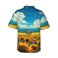 thumbnail image 3 of Balery Field Bicycle Young Sunflower Print Men's Hawaiian Shirts Short Sleeve Beach Shirt Relaxed Fit Vacation Button Down Shirts-Large, 3 of 9