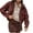 #0272-Brown, variant on Cropped Suede Jackets for Women Lapel Zip Up Bomber Jackets for Women Lightweight Shacket Loose Casual Cozy Coat Gift