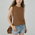 thumbnail image 2 of BXJX Girls Summer Ribbed Knit Tank Tops- Casual Tee Top Sleeveless Solid Color Soft Comfy Vest Shirts for Girls Coffee Size 9-10T, 2 of 8