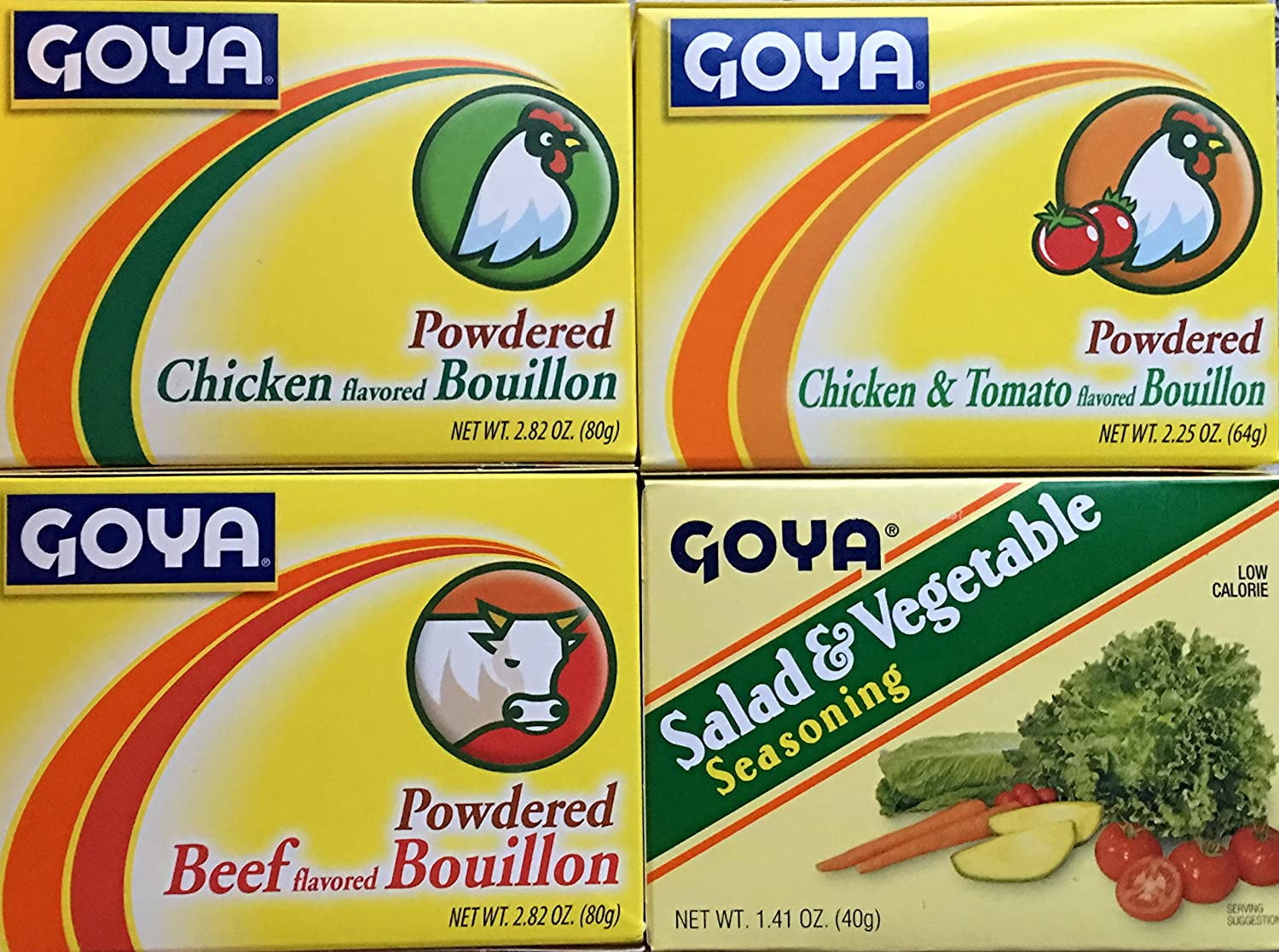 Goya Foods Bouillon Variety 4Pack Bundle Flavored Powder in Chicken