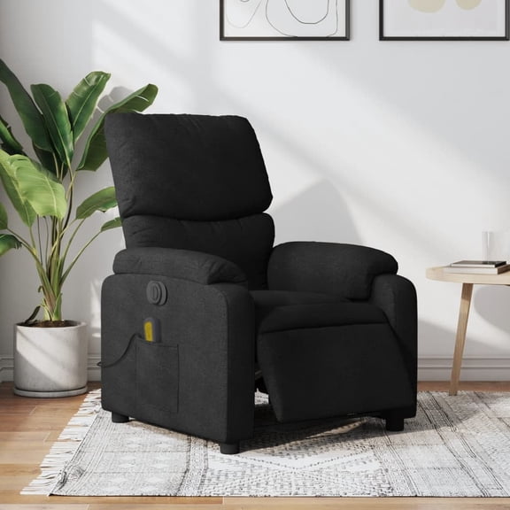 vidaXL Electric Massage Recliner Chair Black Fabric