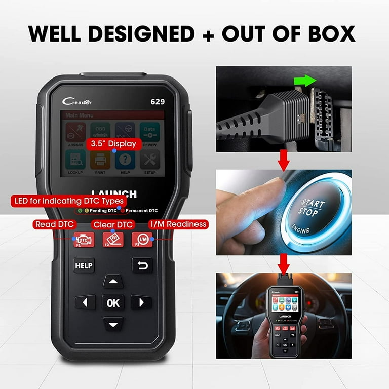 LAUNCH CR629 OBD2 Scanner Diagnostic Tool Full OBD2 Active ABS/SRS Scan Oil/SAS Reset,Turn Off Check Engine Light - Walmart.com