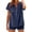 Navy, variant on Staron Women's Linen Shirt Spring Summer V-Neck Pullover Button Down Short Sleeve Casual Loose Top, Beige XXL