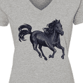 thumbnail image 4 of Inktastic Beautiful Galloping Black Horse Women's V-Neck T-Shirt, 4 of 5