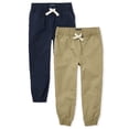 thumbnail image 1 of Pantalones Jogger para Niños The Children's Place, Color Flax/Tidal, Talla 8 Husky, Paquete de 2, 1 of 4